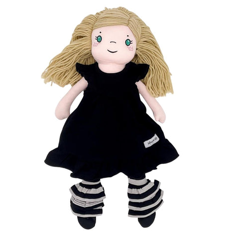 18" Doll Black Ruffle Pretty Pearl Dress
