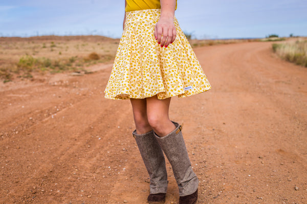 Mustard Floral Twirl Skirt