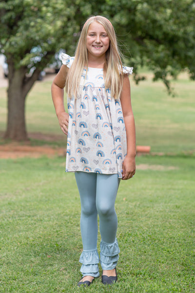 Cadet Blue Rosie Ruffle Pants