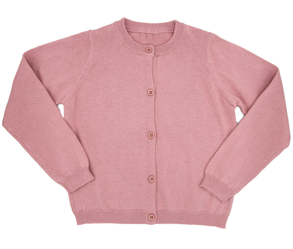 button front cardigan for girls in a beautiful pink-rose hue